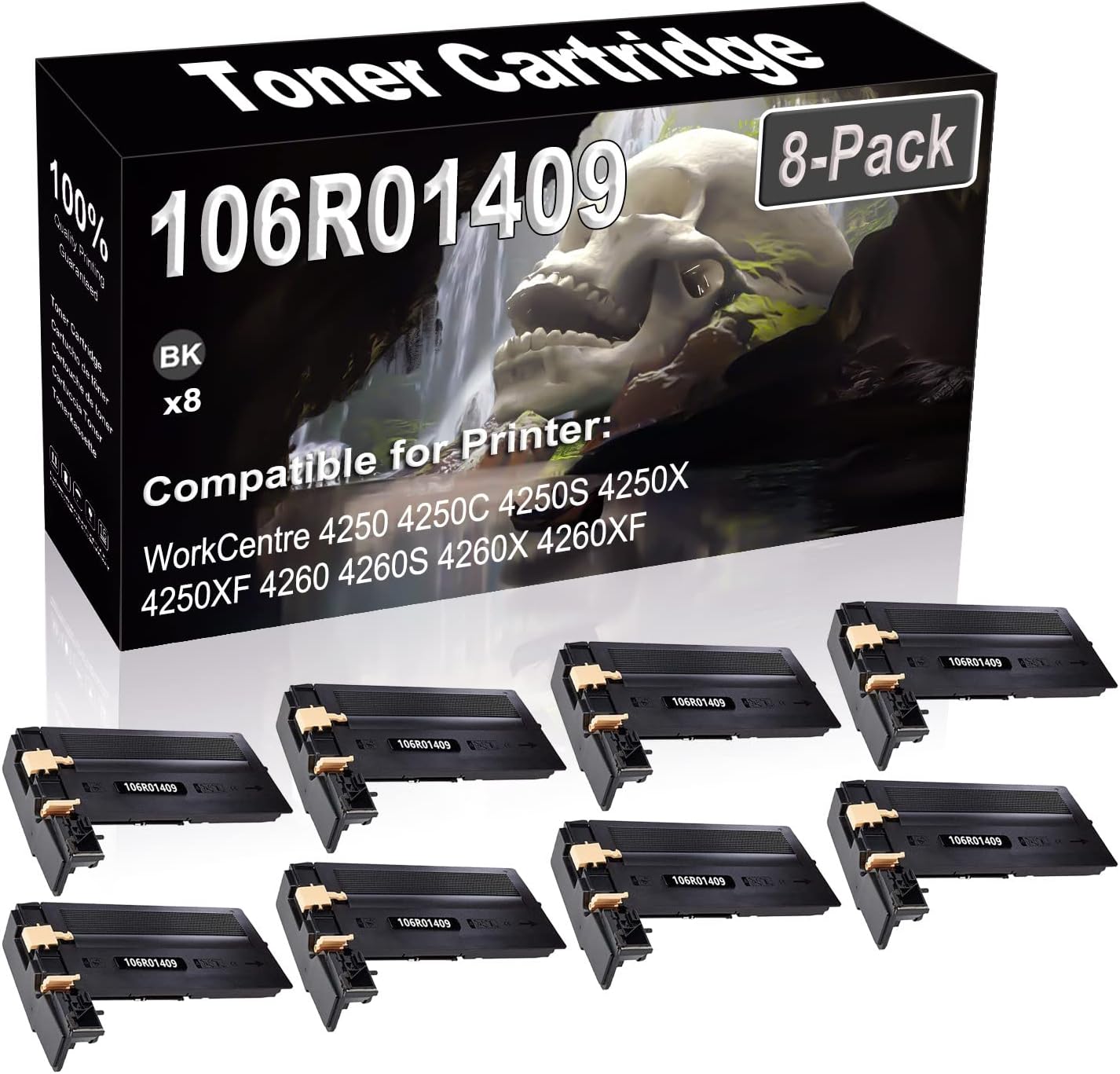 SINIYA 8-Pack (Black) Compatible High Yield 106R01409 Laser Printer Toner Cartridge use for WorkCentre 4250 4250C 4250S 4250X 4250XF 4260 4260S 4260X 4260XF Printer