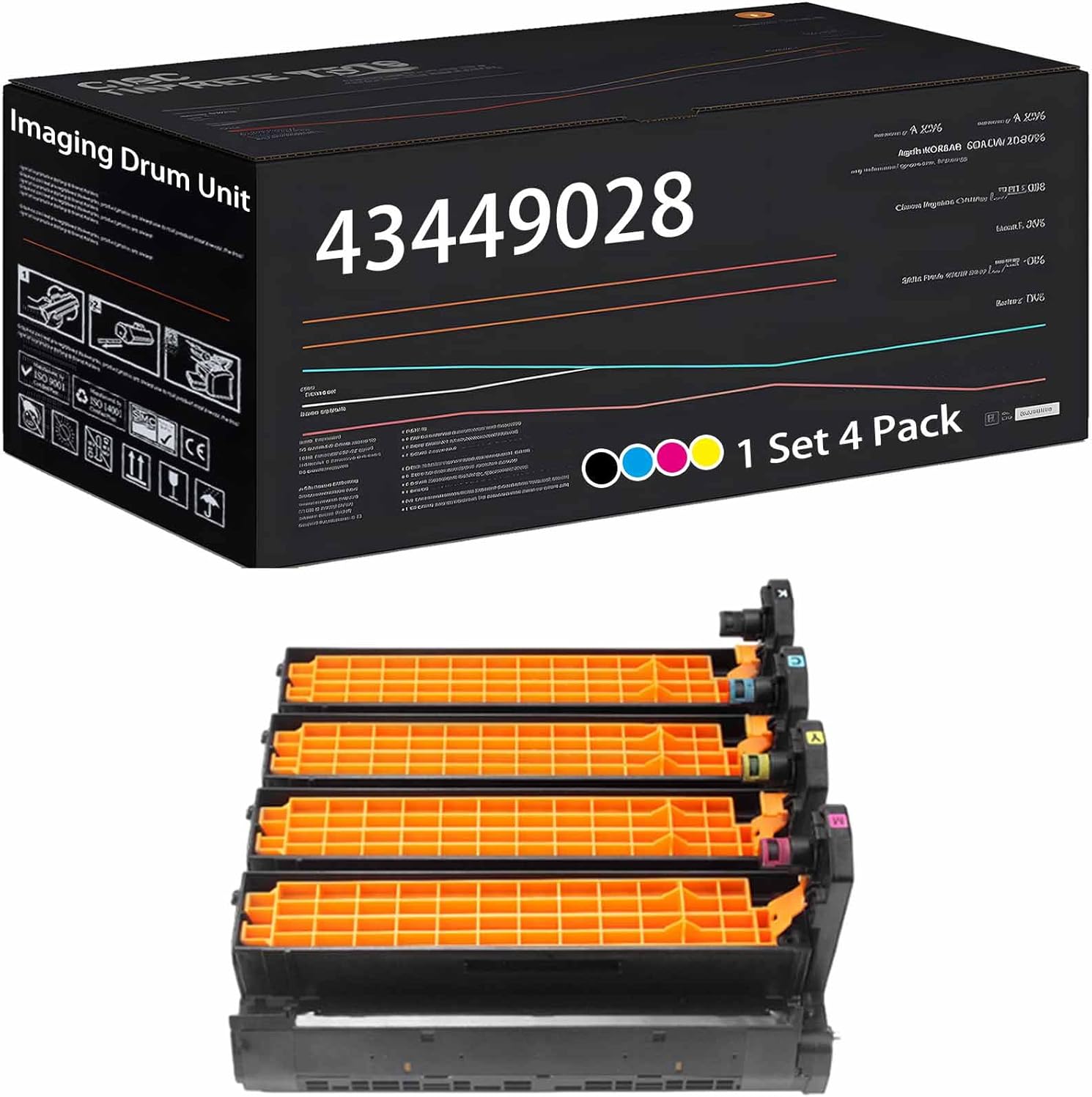 Wondrx 43449028 43449027 43449026 43449025 Imaging Drum Unit Compatible with Okidata OKI C8800DN C8800DTN C8800N Printers, High Yield 30000 Pages (1 Set 4 Pack)