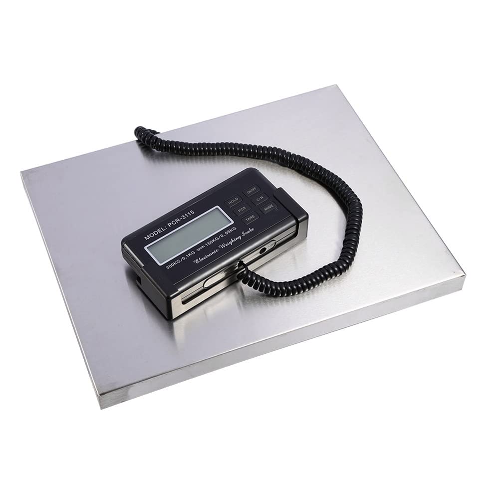 Food Scale Shipping Postal with Durable Stainless Steel Large Platform Backlit Led Display Post Office and Luggage Battery Dc Adapter Included (Color : Silver, Size : 300KG/0.1KG) (Silver 200kg/0.1KG