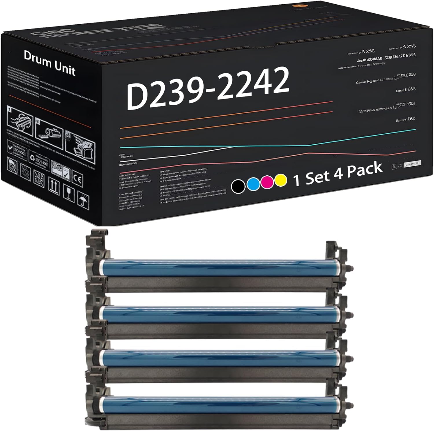 UVUMB Compatible with Lanier D239-2242 Drum Unit Work for Lanier MP C3004ex MPC3504 MPC3504ex MPC501SP MPC3004 Printers, with Chip, High Yield 500000 Pages, High-Definition Printing (4-Pack BK/C/M/Y)