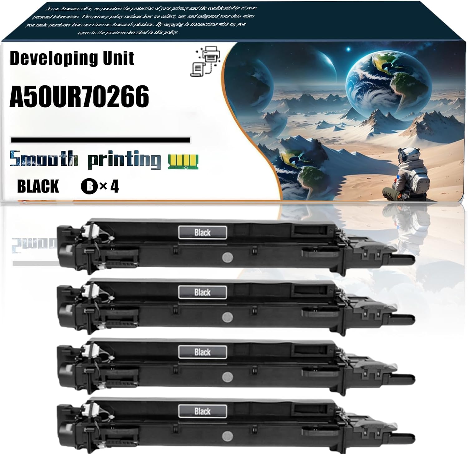 LSSF Replacement Parts Developing Unit A50UR70266 Compatible with Konica Minolta AccurioPress C2060 C2070 C3070 C3080 C3080P Printers, Contains Chip and Clear Printing (4 Pack Black)