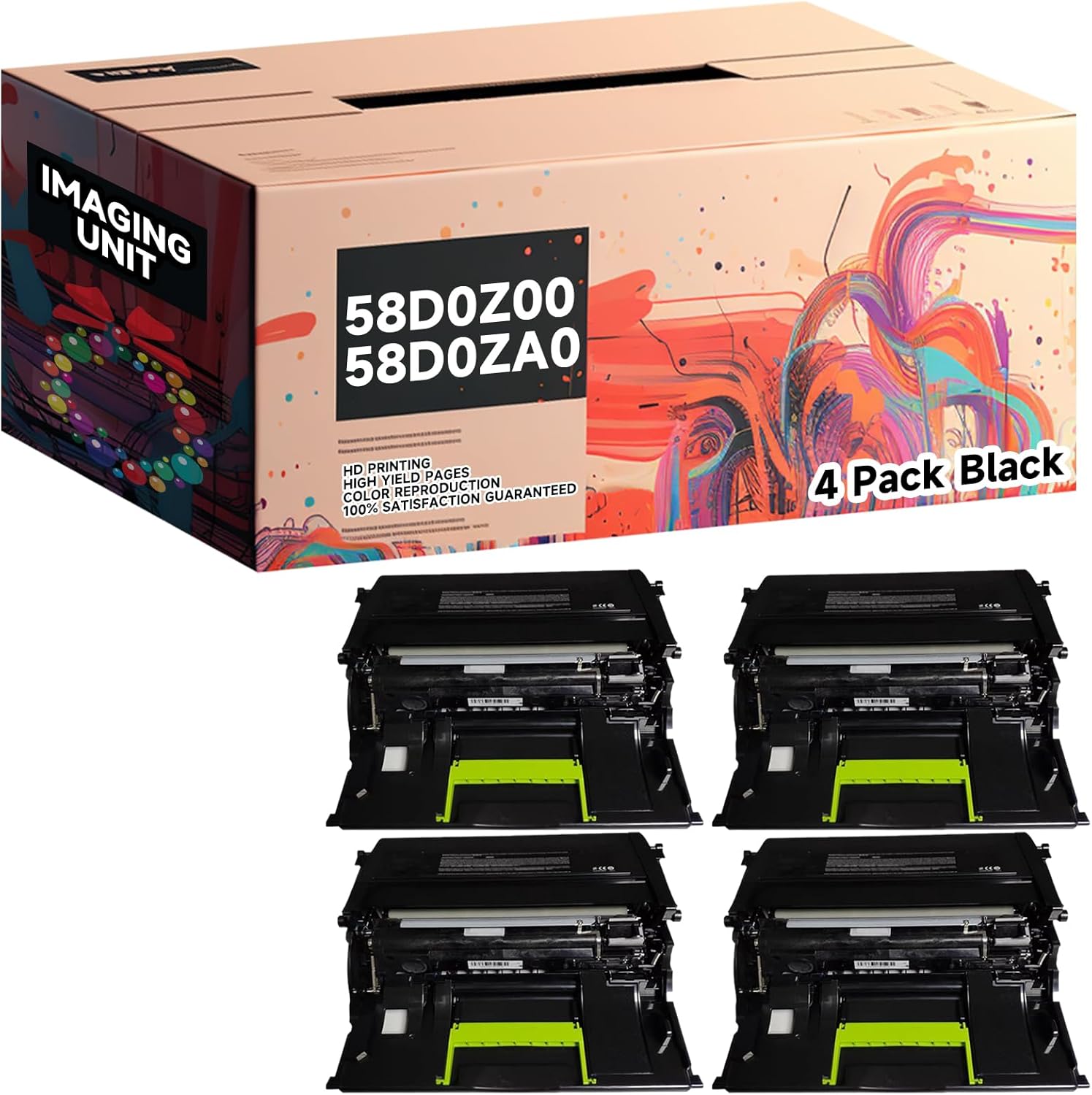 Compatible with Lexmark MX721adhe MX722ade MX722adhe MX822ade MX822adxe MX826ade MX826adxe Black Imaging Unit, 58D0Z00 58D0ZA0 Drum Unit, High Yield 151000 Pages (4 Pack Black)
