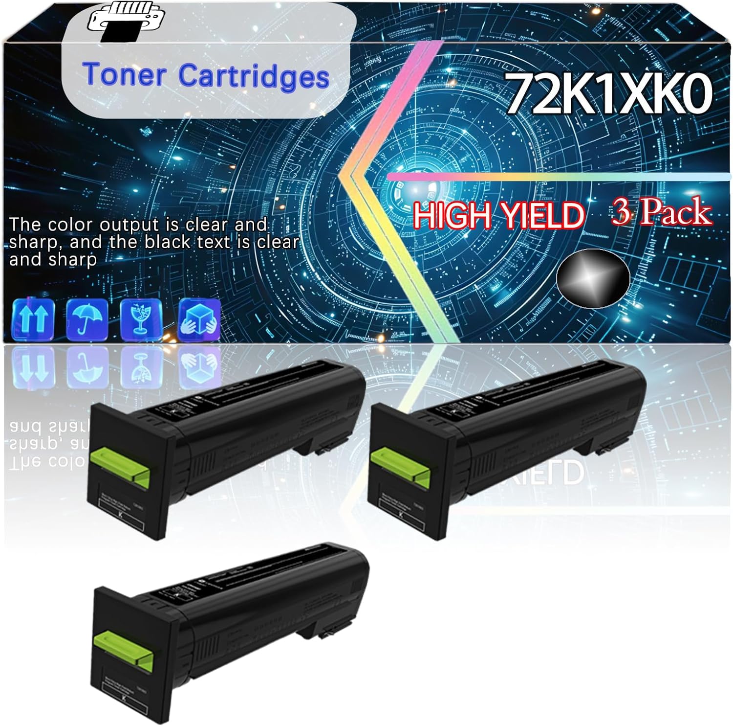 72K1XK0 Compatible for Lexmark CS820de CS820dte CS820dtfe CX820de Printers, Replacement Toner Cartridges High Yield Printer Accessories (3 Pack Black)