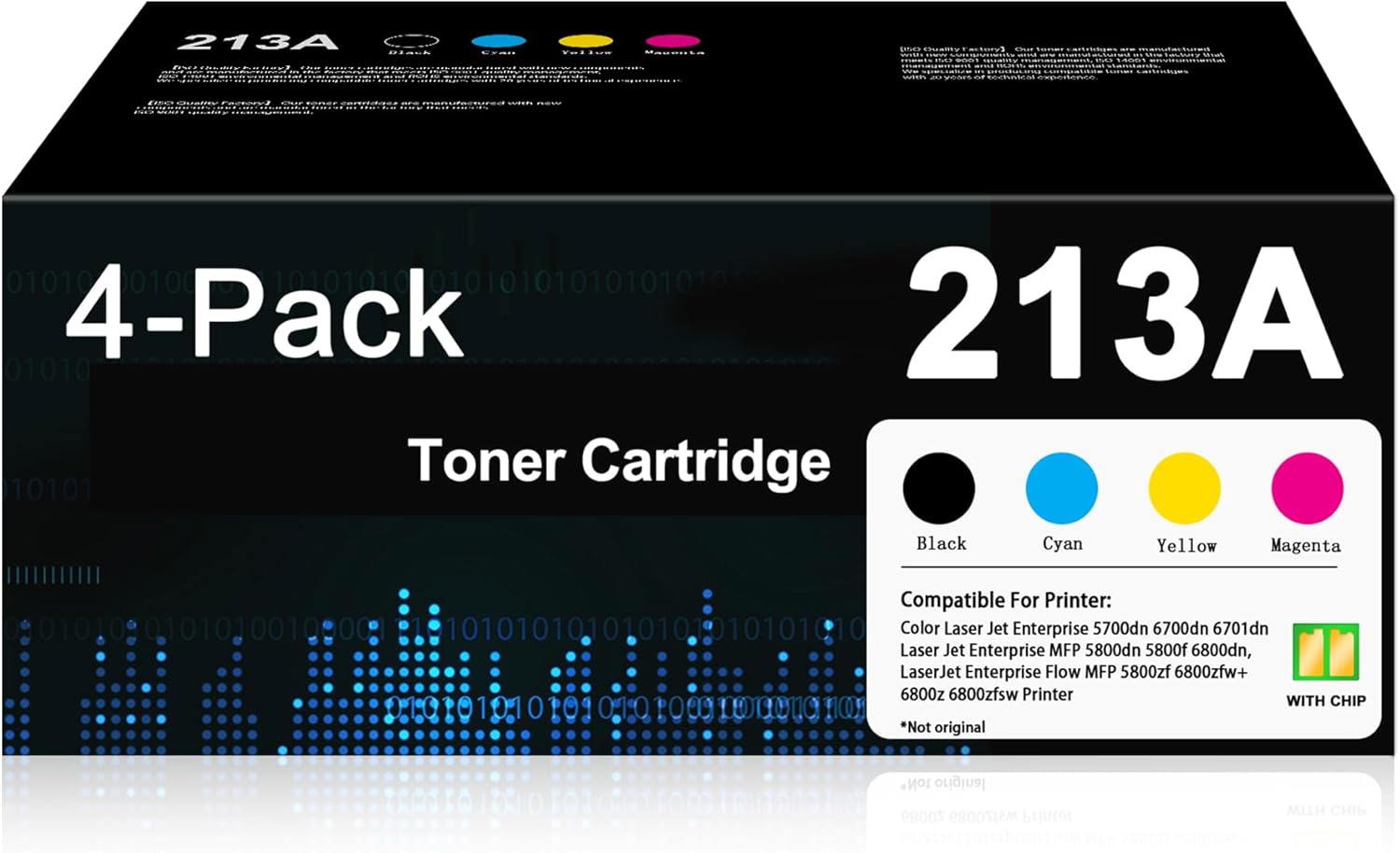 213A Toner Cartridge 4 Pack Set - 213A 213X Toner Cartridges Replacement for HP Color Enterprise 5700dn MFP 5800dn 6700 6701dn MFP 6800 6801dn Ink Printer (W2130A W2131A W2132A W2133A With Chip)