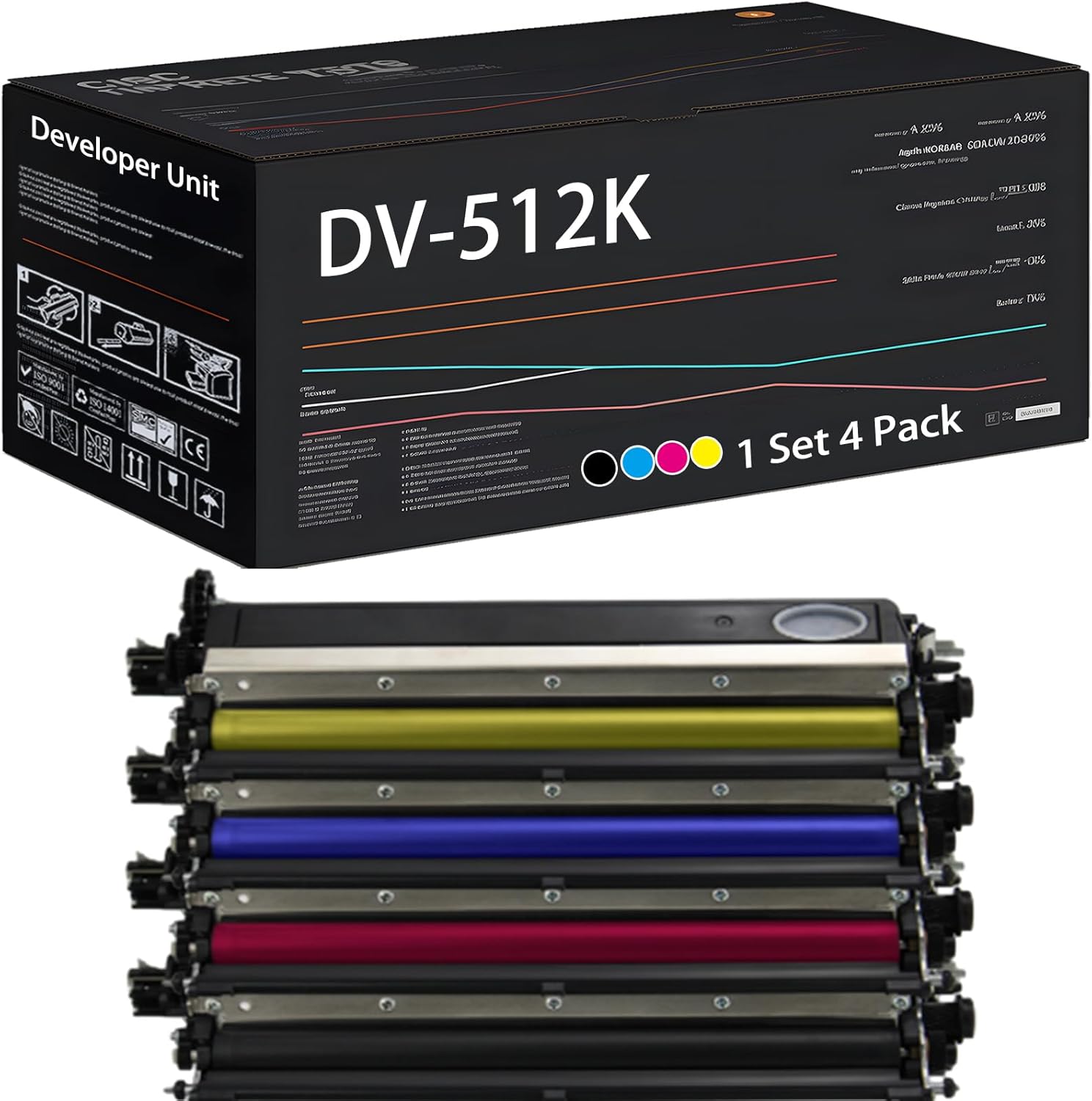 UVUMB Compatible with Konica Minolta DV-512K DV512K A2XN03D Developer Unit Work for Konica Minolta Bizhub 224e 284e 364e 454e Printers (4-Pack BK/C/M/Y)