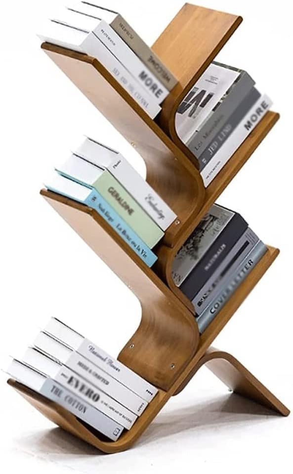 fhda Tree Bookshelf Freestanding Bookcase Multifunction Book Holder Organizer for Book and Files Holder Display Storage Rack for Home