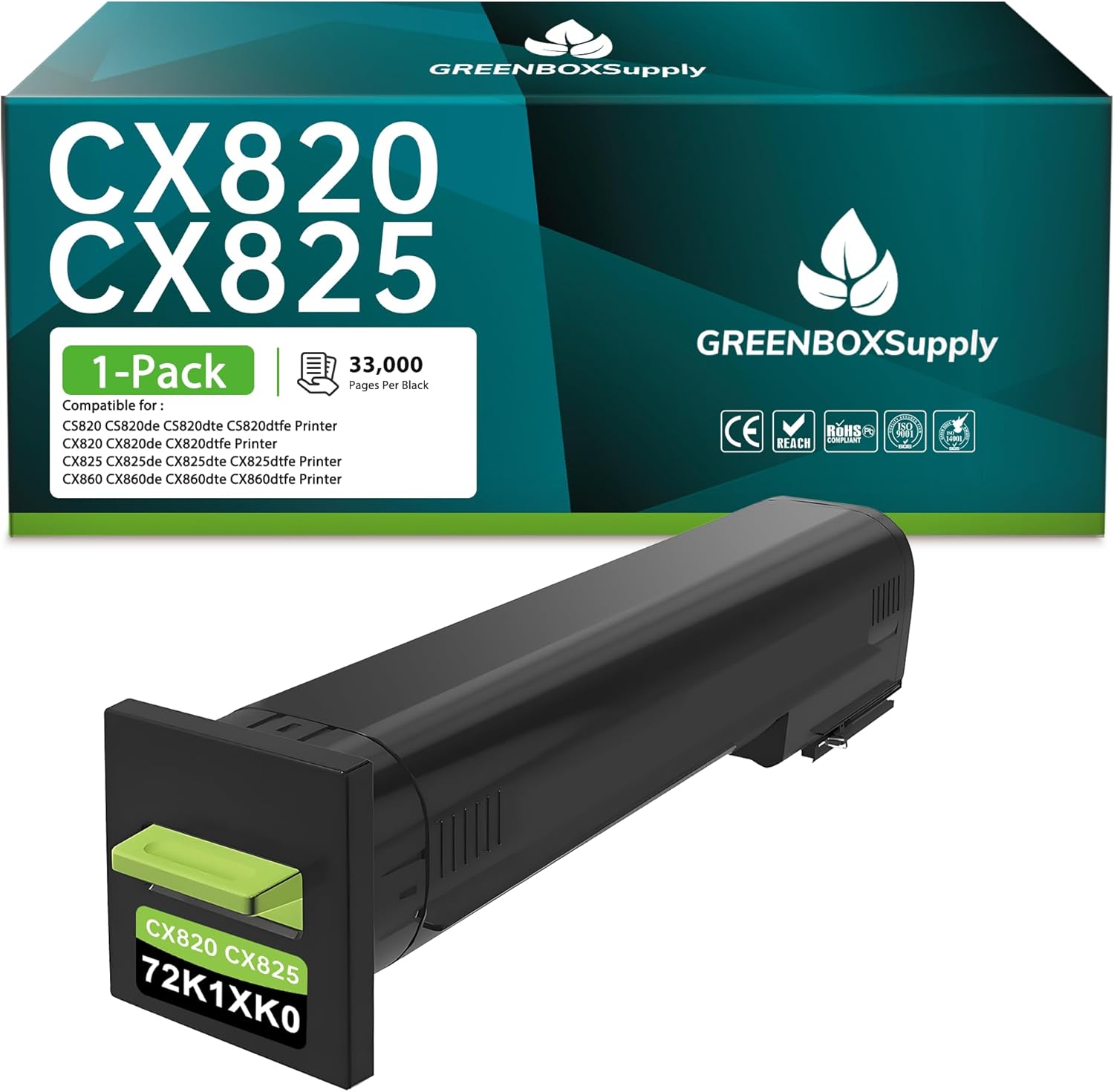 Remanufactured 72K1XK0 CS820 CX820 CX825 CX860 Extra High Yield Toner Cartridge for Lexmark CX820de CX820dtfe CX825de CX860de CX860dte Printer Ink, 1-Pack 72K1XK0 Black Toner Cartridge