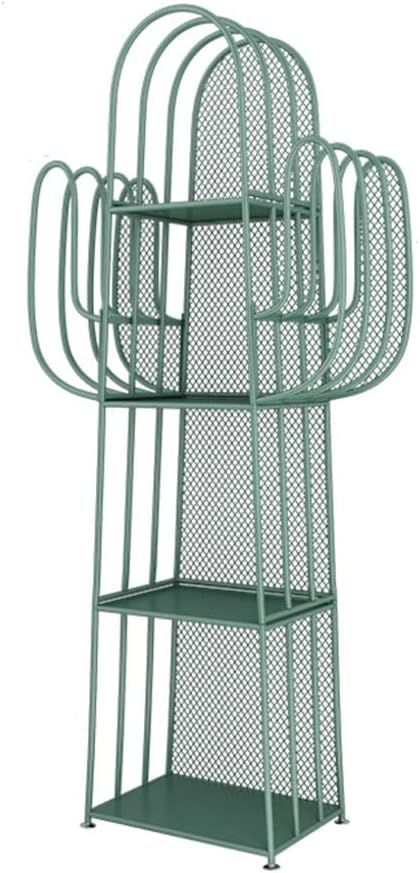 SOPAMI Bookshelf Creative Metal Cactus Freestanding Bookshelf Living Room Display Bookcase Bedroom Shelf Storage Shelf Bookcase Corner Bookshelf