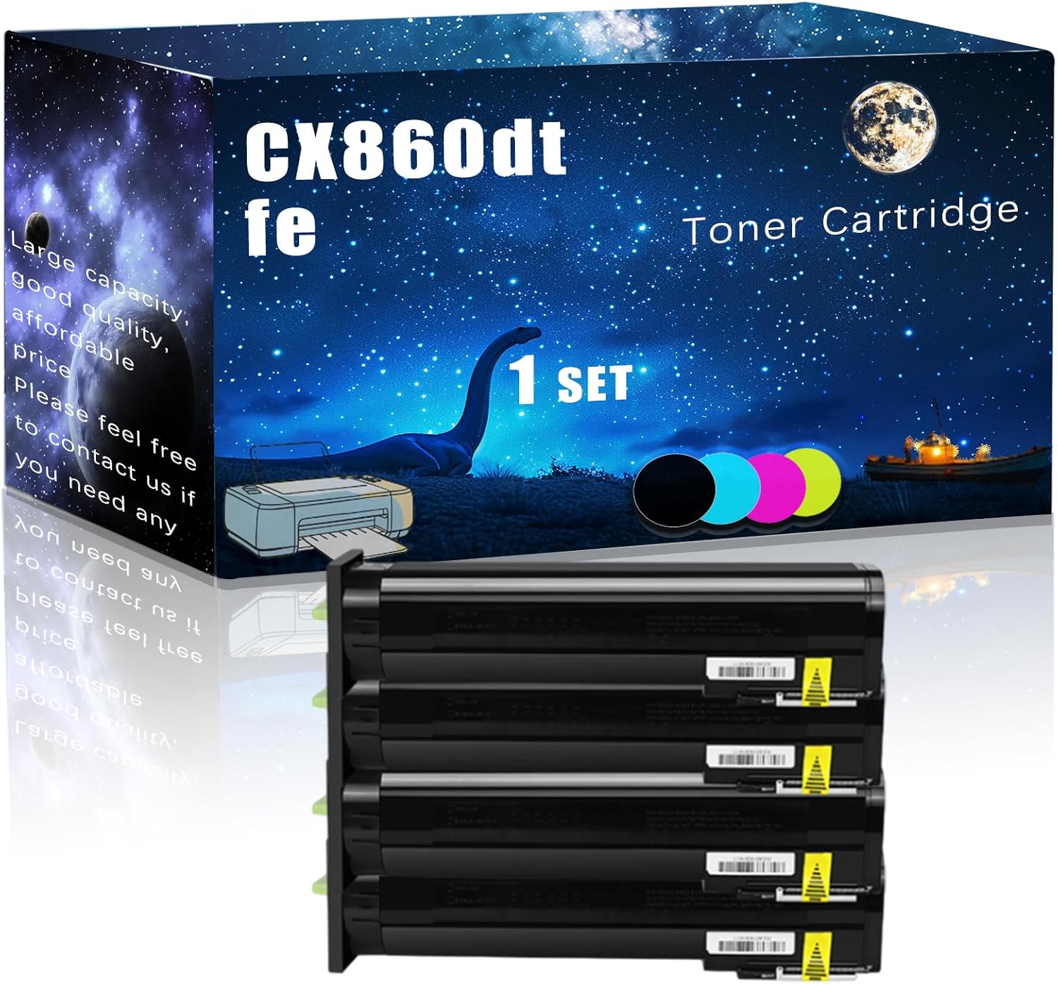 CX860dtfe Compatible Toner Cartridge Replacement for Lexmark High Yield Compatible CX825de CX825dte CX825dtfe CX860dte Printer, Meet Printing Needs (4-Pack BK/C/M/Y)