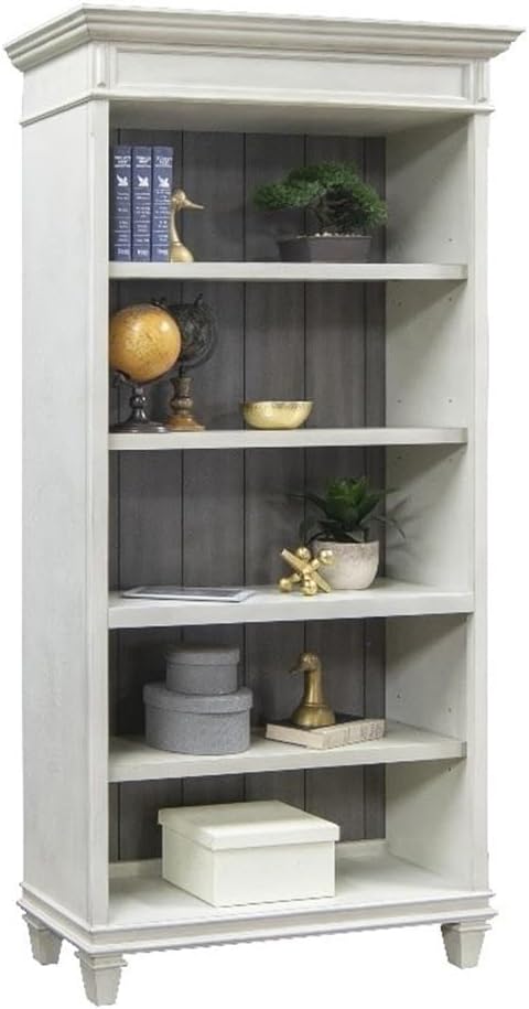 Pemberly Row Open Wood Bookcase Storage Cabinet Office Shelves White