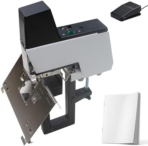 Automatic Saddle Stitching Machine, Electric Book Stapler with Foot Pedal, Dual Use Flat and Saddle Binder, Adjustable Binding Pressure Knob, for Schools and Offices