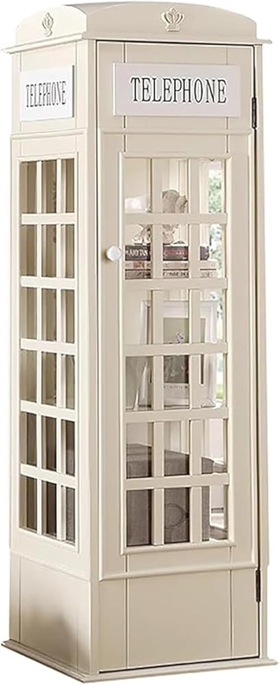 Wood Bookshelf Telephone Booth Shape cute Floor Standing Bookcase Storage Rack For Kids adults 5-tier wood London Telephone Booth Storage Shelf cube decorative Bookshelf Organizer Display(Color:Beige)