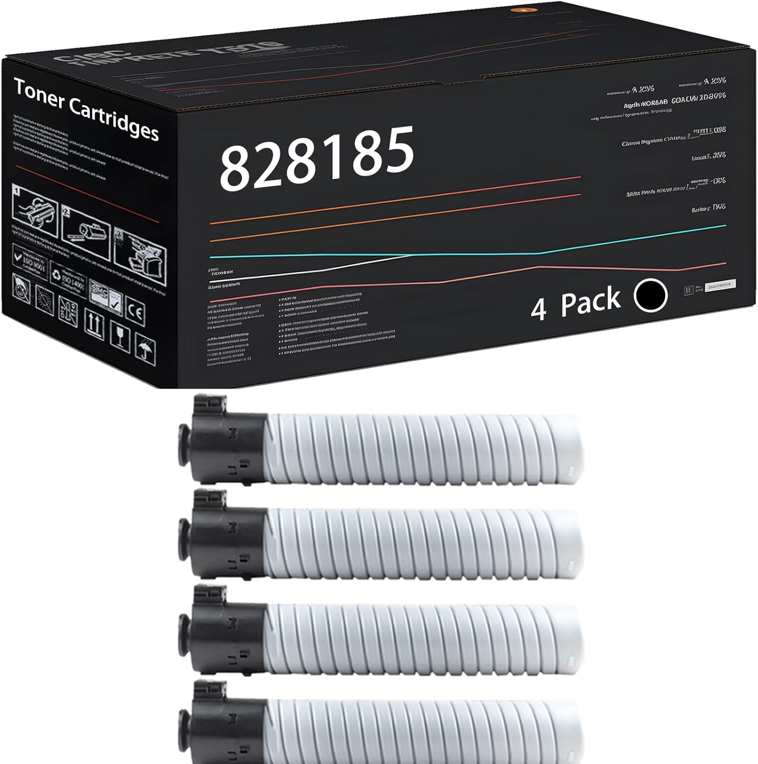 UVUMB 828185 828188 828187 828186 Toner Cartridges Compatible for Ricoh Pro C651EX C751 C751EX Printers, with Chip, High Yield 49500 Pages, High-Definition Printing (4 Pack Black)