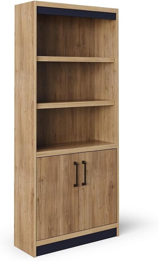 NBF Trenton 5 Shelf Bookcase with Doors - Office Bookcase with with Laminate and MDF Core - 74