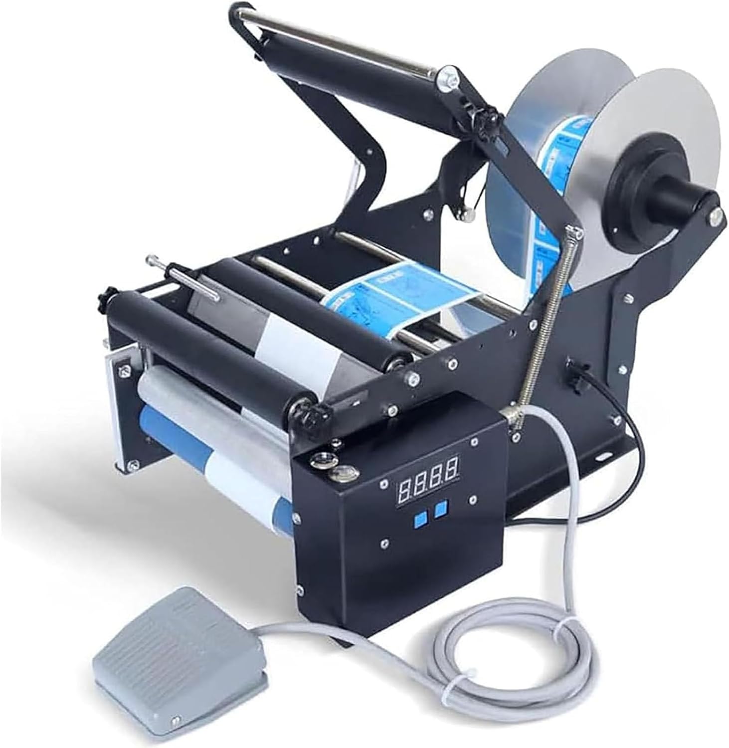 RENJJPBO Semi-Automatic Round Bottle Labeling Machine,Adjustable Wine Bottle Sticker Label Applicator Machine,Sticker Label Printer