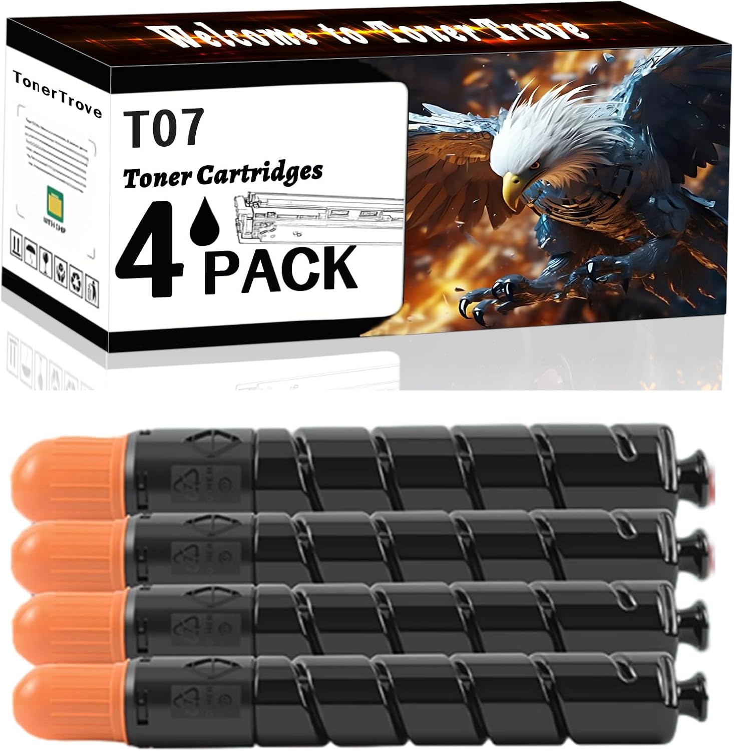 T07 Toner Cartridges Compatible for Canon imagePRESS Lite C165 C170 C265 C270 Printers, Office Printing is Easy Clear Smooth (4 Pack Black)