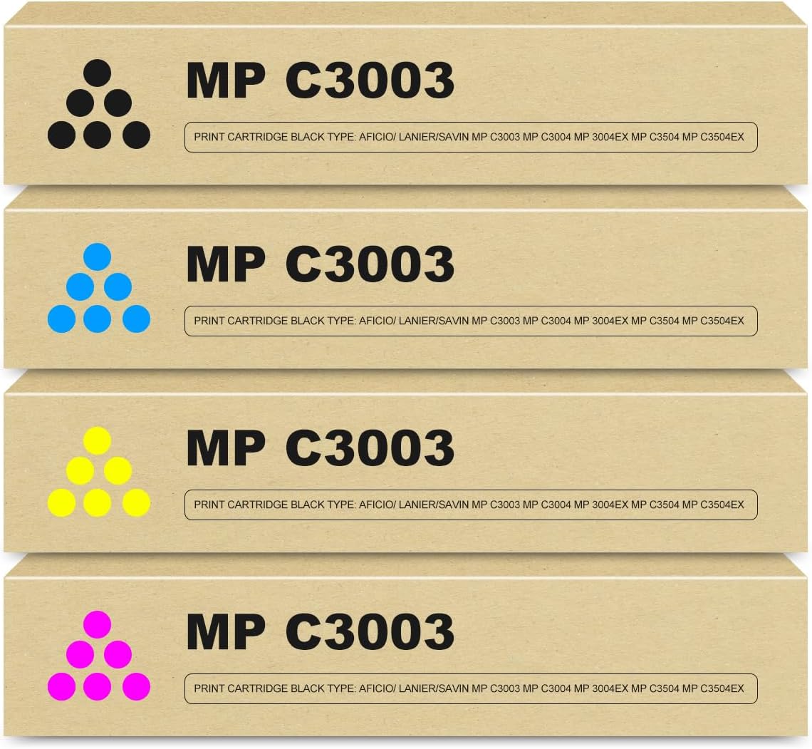 Nadhafko MPC3503 MPC3003 Toner Cartridge (4 Pack) Replacement for Ricoh MP C3503 Toner Cartridge for MPC3003 MPC3503 MPC3004 MPC3504 MPC3004ex MPC3504ex Printers - 841813 841814 841815 841816
