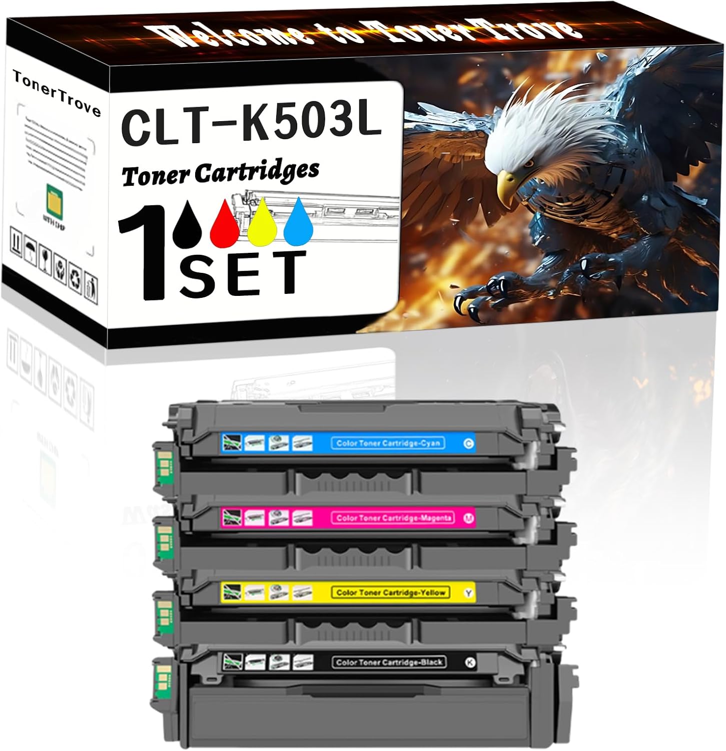 CLT-K503L Toner Cartridges Compatible for Samsung ProXpress C3060FW C3010DW C3010ND C3060FR C2620DW C2670FW C2680FX Printers, Office Printing is Easy Clear Smooth (4-Pack BK/C/M/Y)