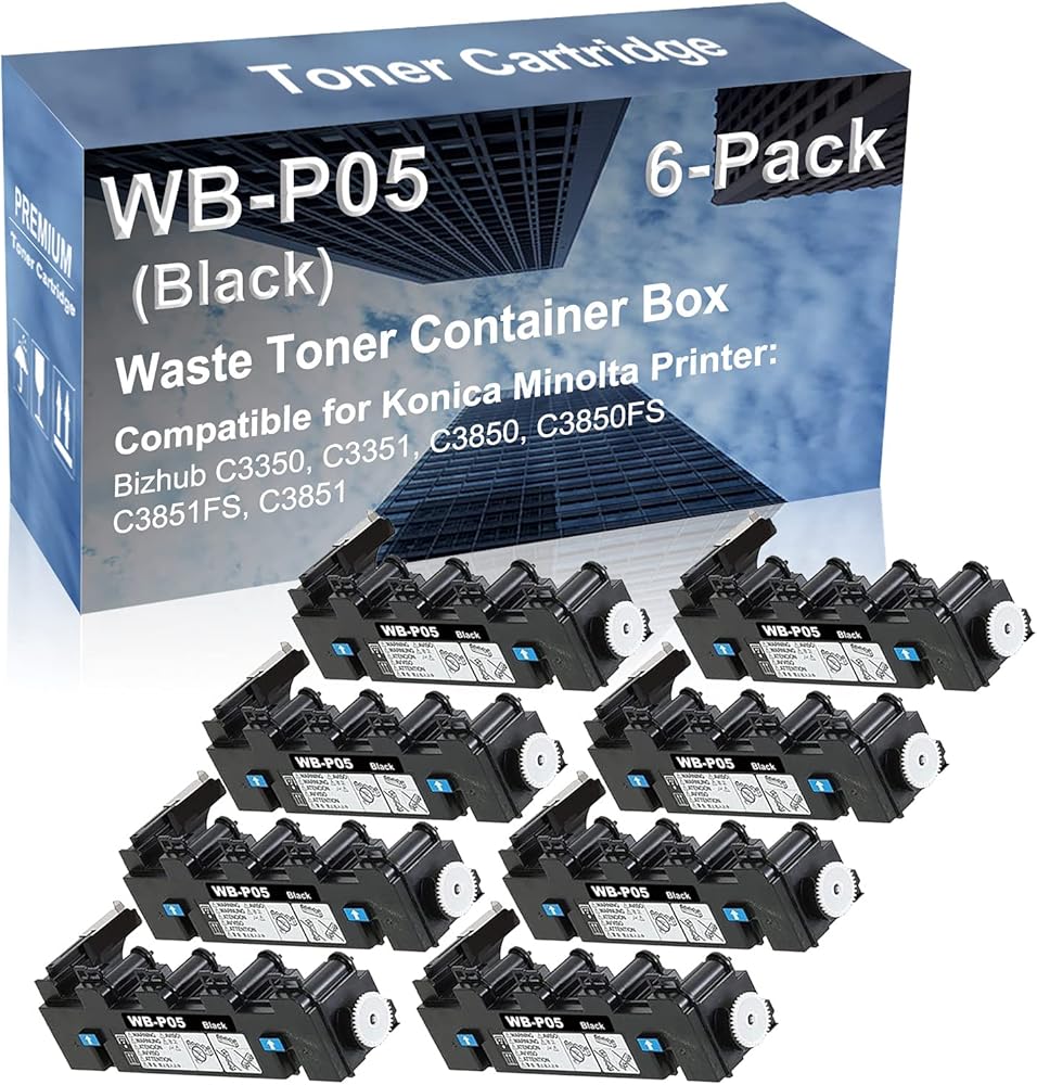 8-Pack Compatible High Capacity C3851FS, C3851 Printer Waste Toner Container Box Replacement for Konica Minolta WBP05 WB-P05 Printer Cartridge (Black)