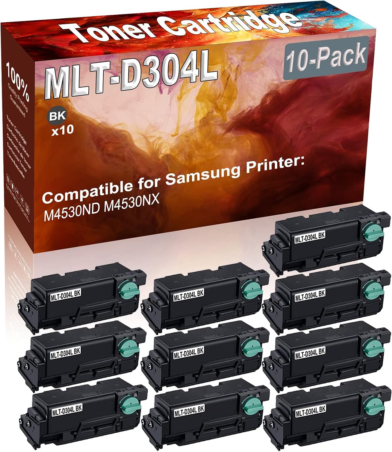 10-Pack (Black) Compatible M4530ND M4530NX Laser Printer Cartridge (High Capacity) Replacement for Samsung MLT-D304L Printer Cartridge