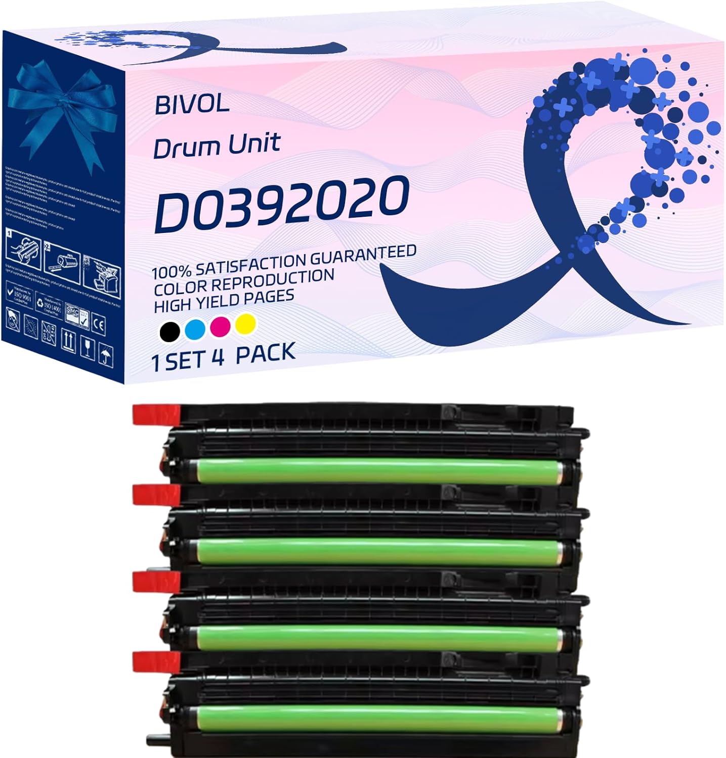 BIVOL D0392020 Drum Unit Compatible for Ricoh Aficio MPC2030 MPC2050 MPC2051 MPC2530 MPC2550 MPC2551 Printers, with Chip, High Yield 90000 Pages, Vivid Colors (Multicolor)
