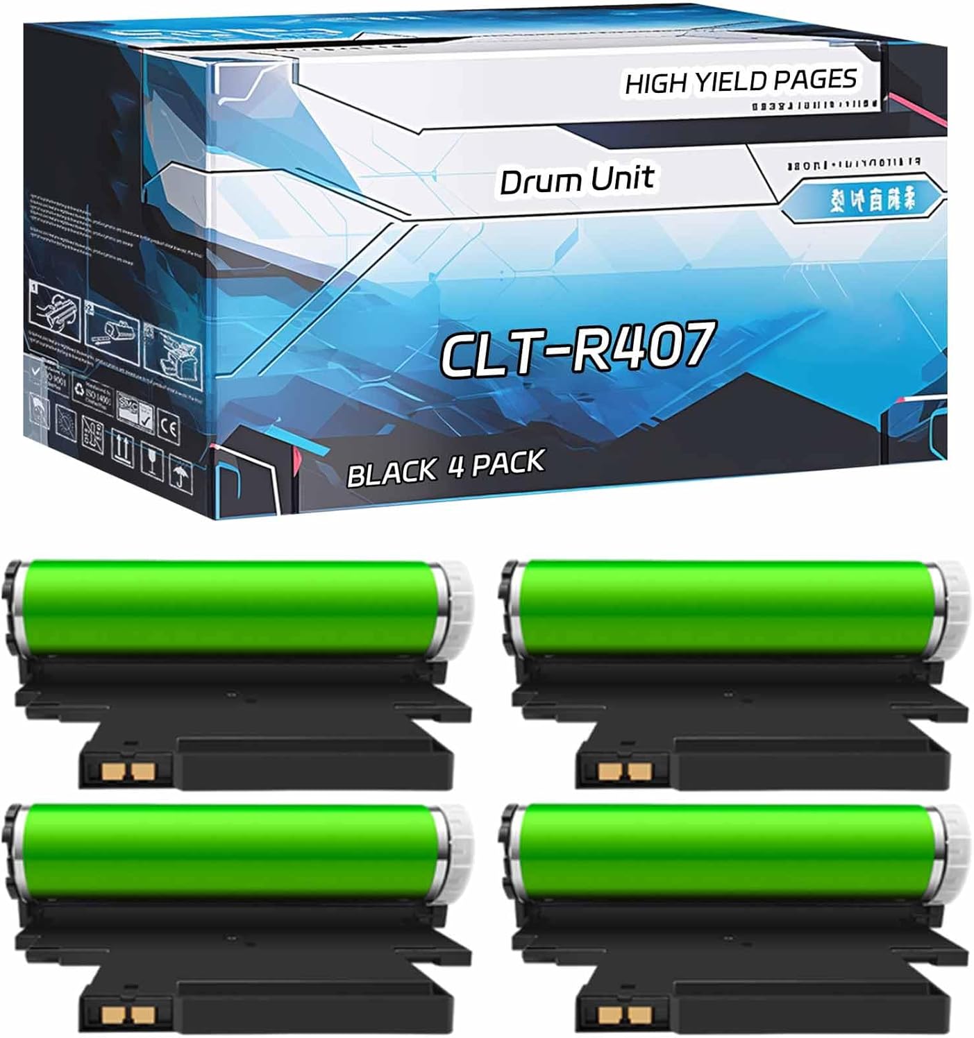 Compatible with Samsung CLP-320 CLP-320N CLP-325 CLP-325W Drum Unit CLT-R407, High Yield 30000 Pages, Experience Superior Printing (4 Pack Black)