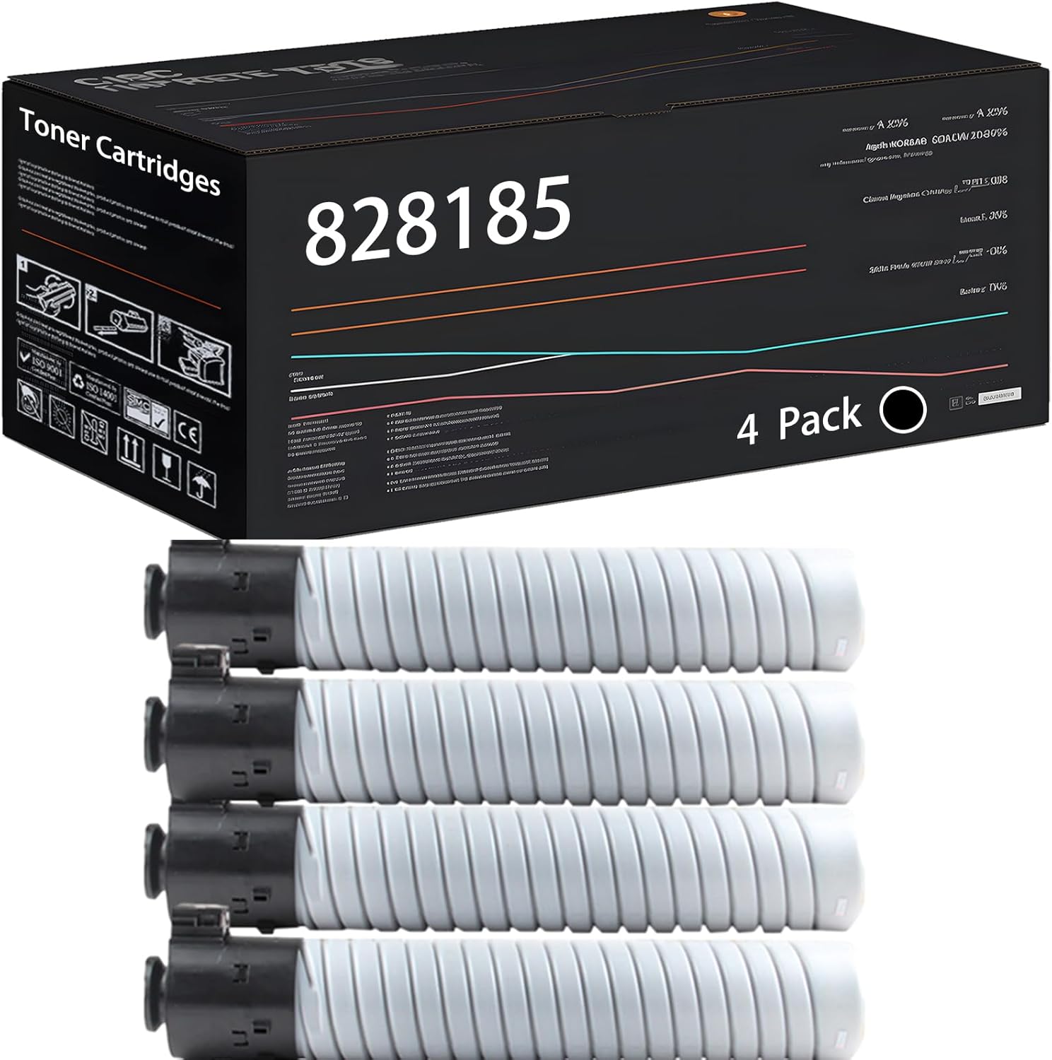 UVUMB 828185 Toner Cartridges Compatible for Ricoh Pro C651EX Pro C751 Pro C751EX Printers, with Chip, High Yield 58500 Pages, High-Definition Printing (4 Pack Black)