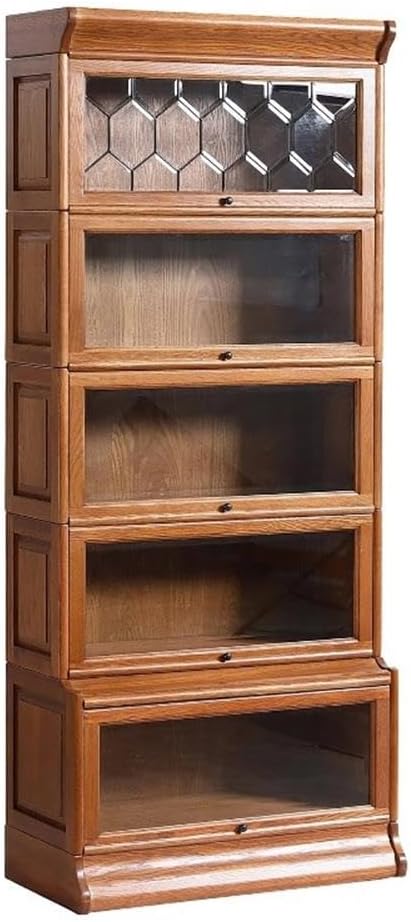 Crafters and Weavers Arts and Crafts 5-Stack Wood Barrister Bookcase in Cherry