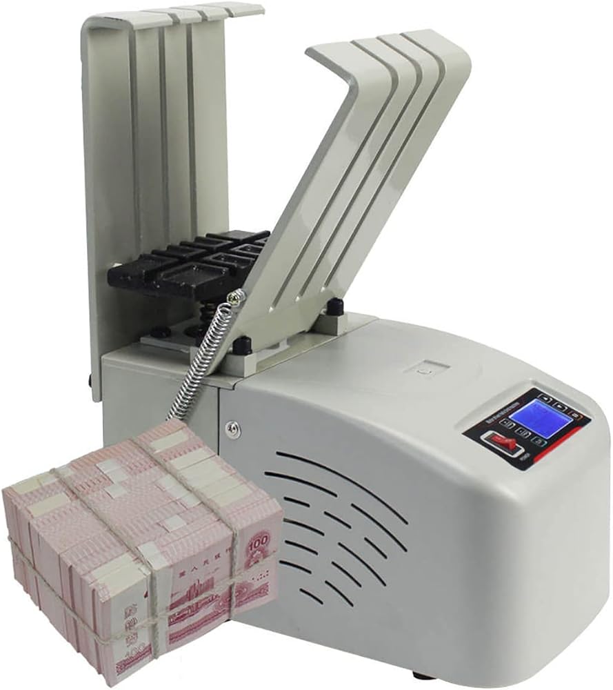 JIQHOHX Money Binder Bill Bundling Strapping Machine Paper Currency Bundle Equipment Banknote Binding Machine Currency Tie Binding Machine Quick Banknote Management Machine