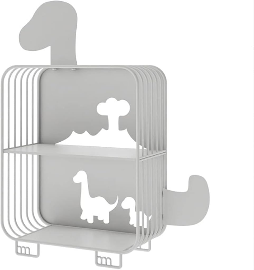 SYALEO Dinosaur Shape Bookshelf Creative Wrought Iron Storage Display Bedside Cabinet Cute Shelf Multifunctional Bookcase for Bedroom