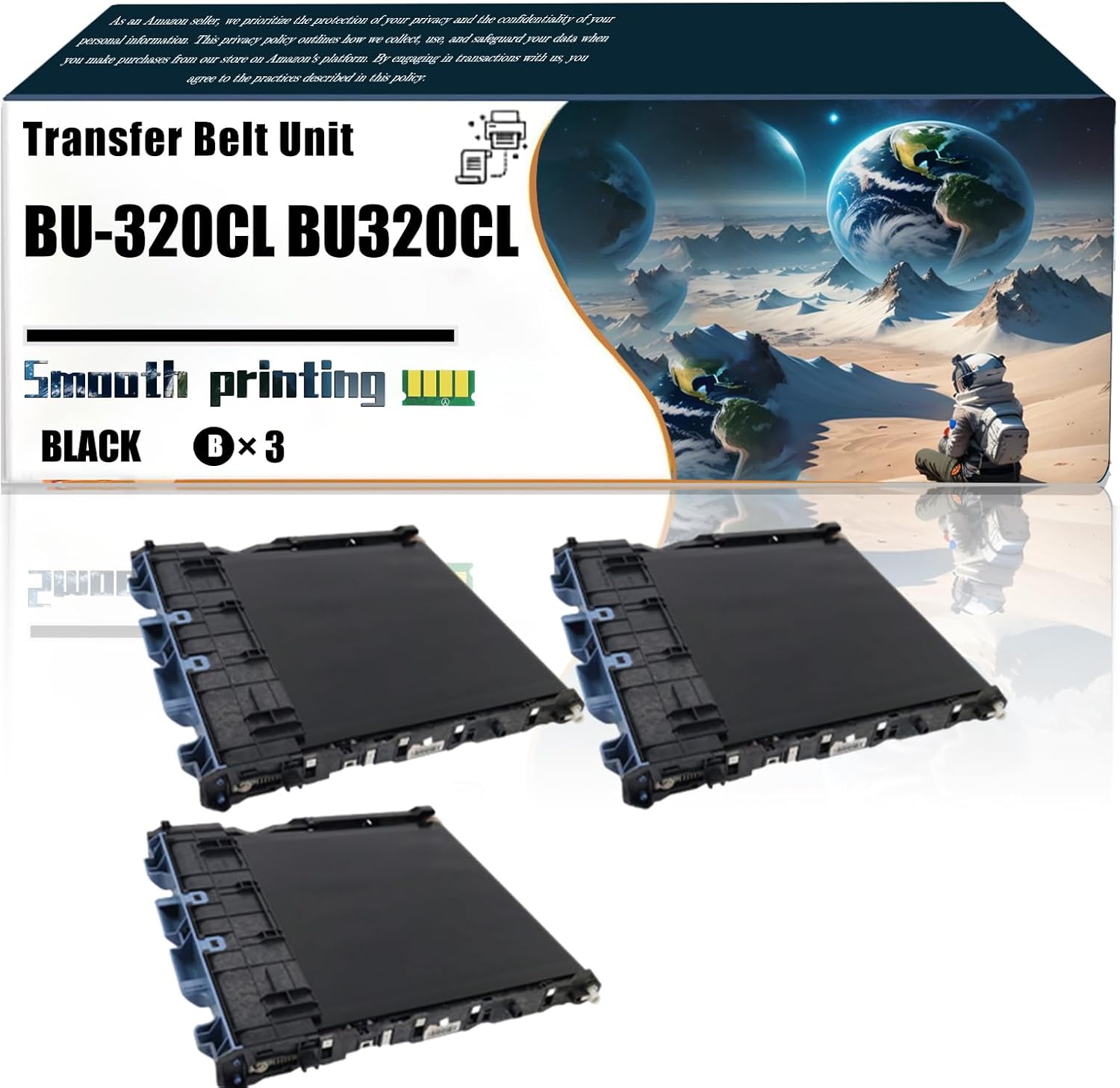 Replacement Parts Transfer Belt Unit BU-320CL BU320CL Compatible with Brother HL-L8350CDW HL-L8350CDWT HL-L9200CDWT HL-L9300CDWT Printers, Contains Chip and Clear Printing (3 Pack Black)
