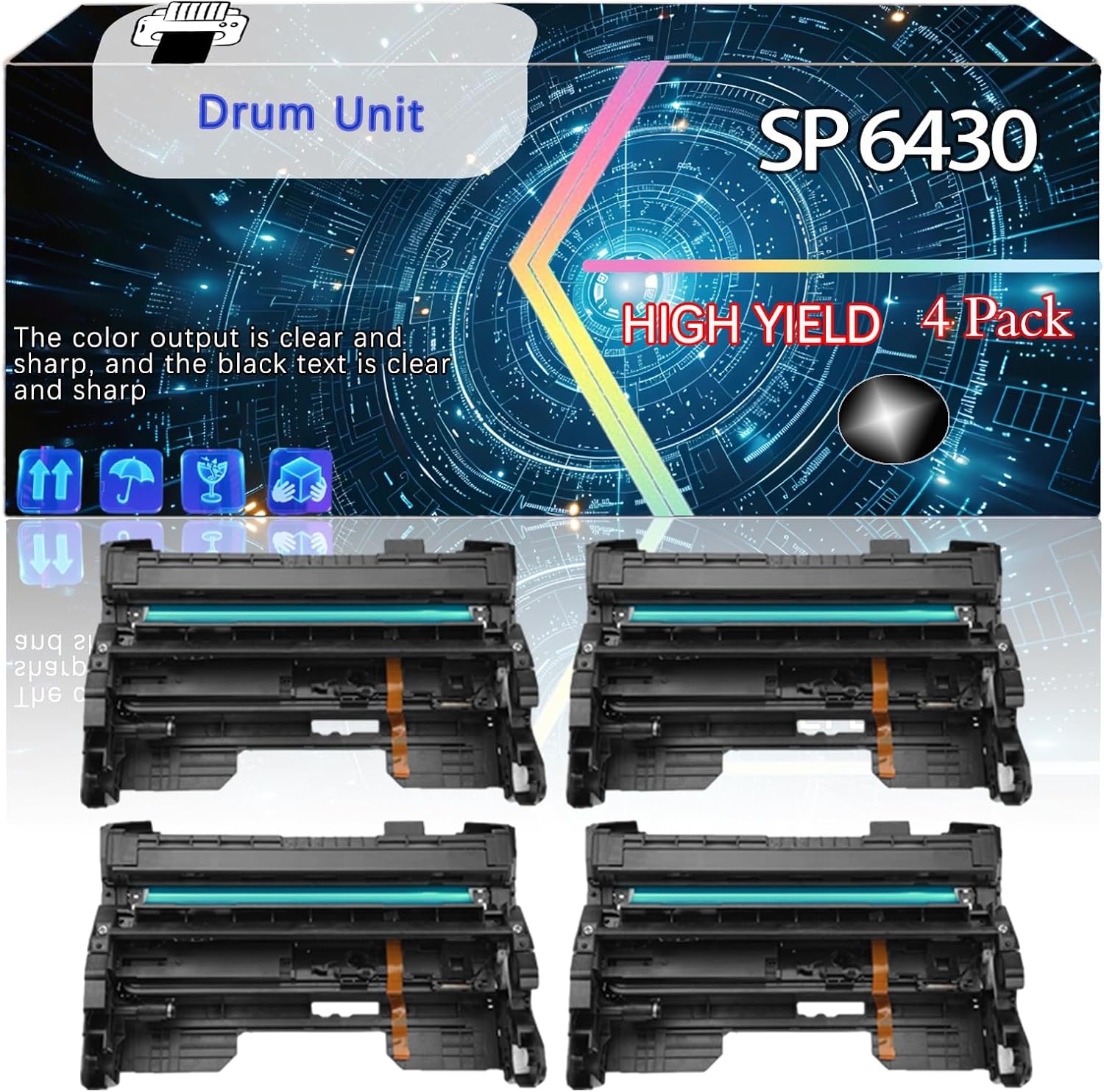 CEECN SP 6430 Compatible for Ricoh SP 6430DN Printers, Replacement Drum Unit High Yield Printer Accessories (4 Pack Black)