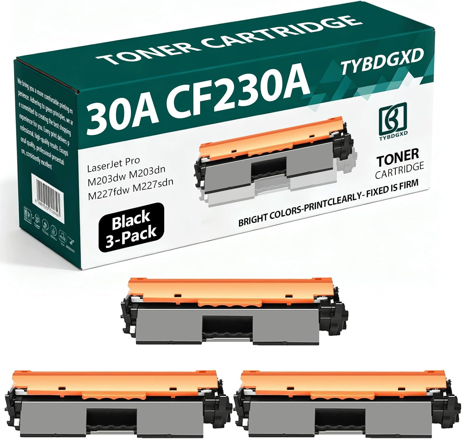 TYBDGXD 30A CF230A High Yield Black 1,600 Pages Toner Cartridge Compatible for HP Compatible Replacement for HP LaserJet Pro M203dw M203dn M227fdw M227sdn Printers,3-Pack
