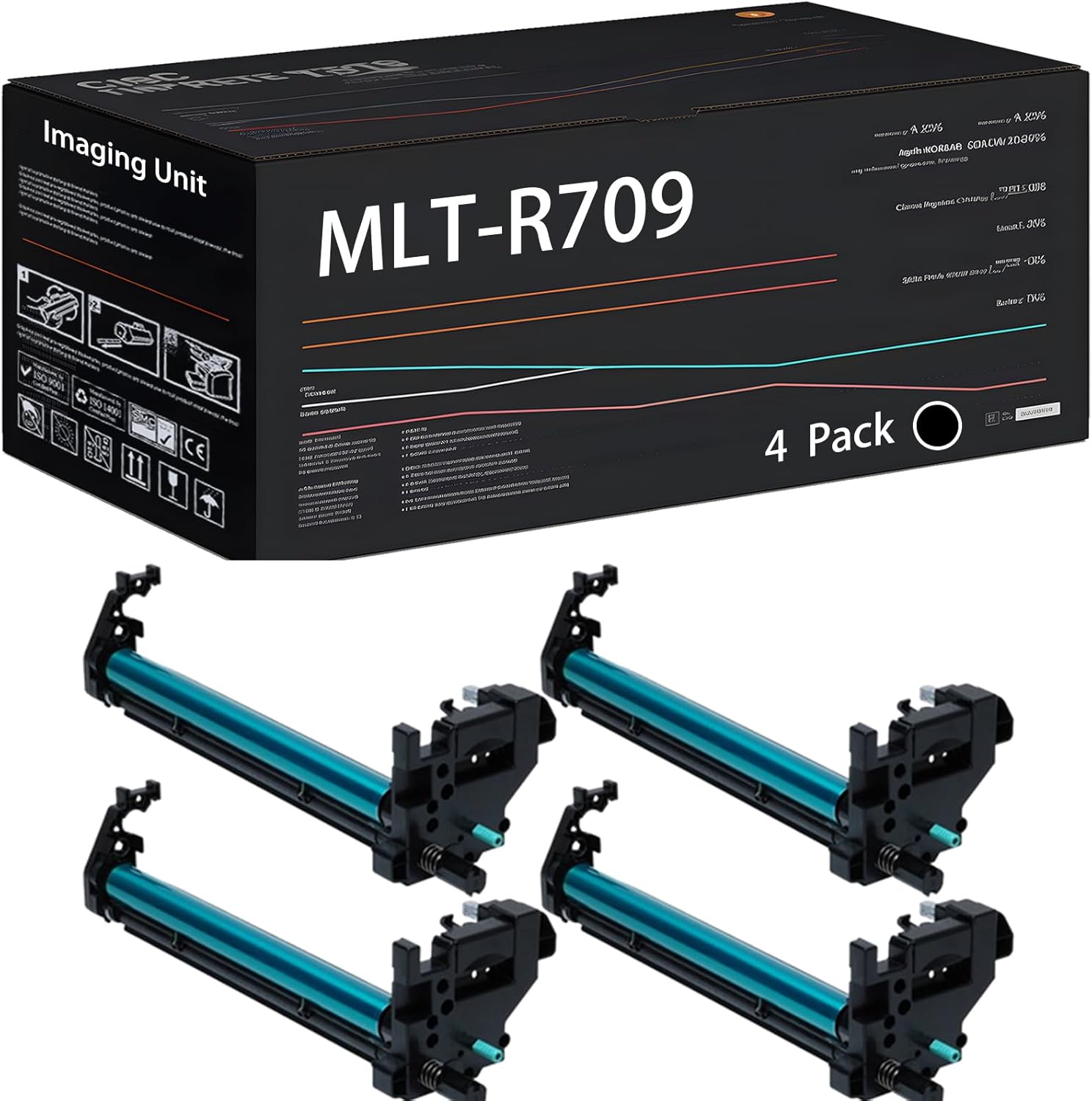 UVUMB Compatible with Samsung MLT-R709 Imaging Unit Work for Samsung MultiXpress SCX-8123NA SCX-8128NA Printers, with Chip, High Yield 100000 Pages, High-Definition Printing (4 Pack Black)