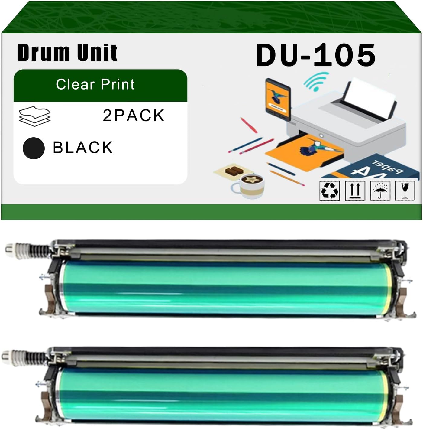 AGNNQ Compatible for Konica Minolta DU105 Drum Unit AccurioPress C3080 C3080P C83hc Printer, High Yield 510000 Pages Bright Clear Colors (2-Pack Black)