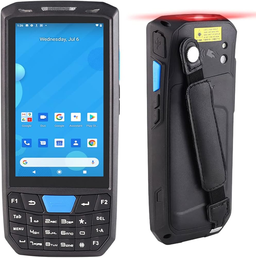 RUGLINE Android 13 2D Scanner,4.5-inch Handheld Rugged PDA Wireless WiFi 4G LTE,4GB+64GB Barcode Scanner with Keypad, Equip with Honeywell N6703 1D 2D QR Code Scanner for Retail Inventory Management