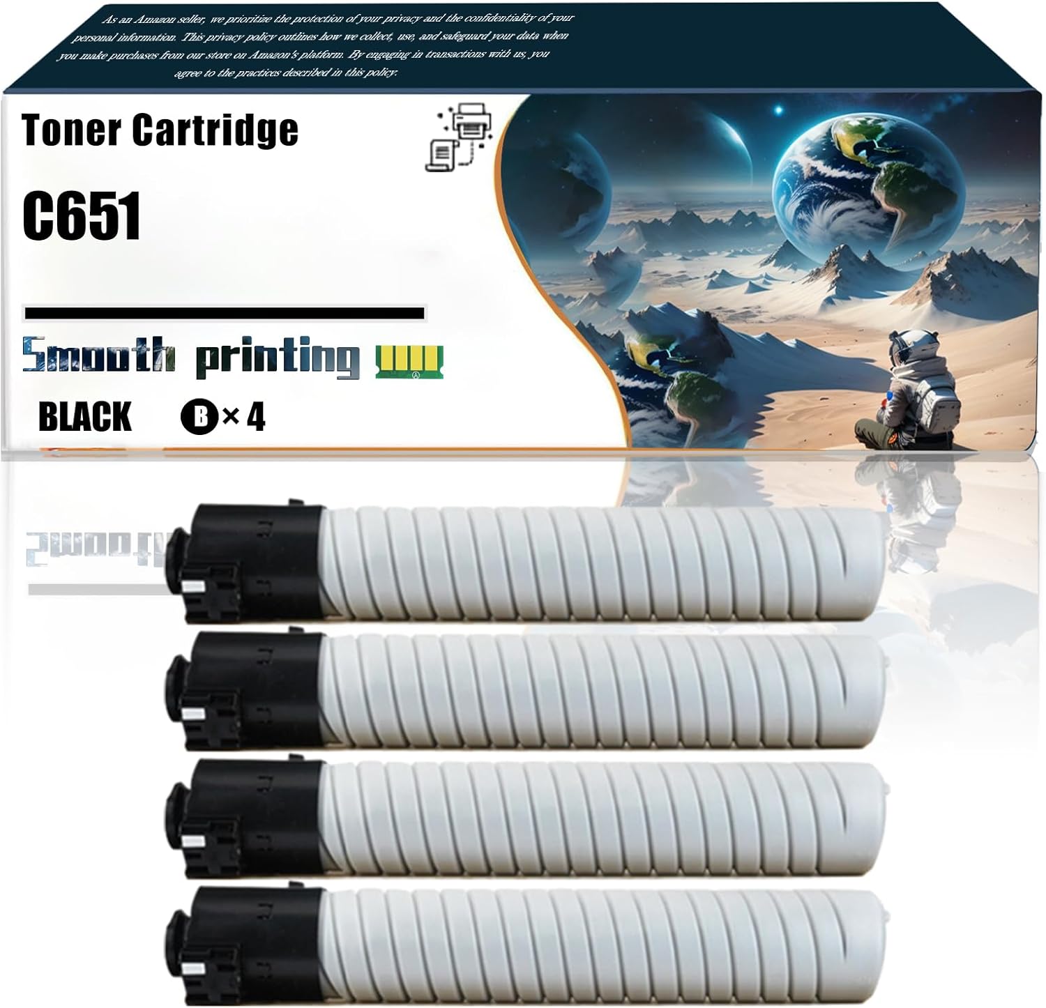 LSSF Replacement Parts Toner Cartridge C651 Compatible with Ricoh Pro C651EX Pro C751 Pro C751EX Printers, Contains Chip and Clear Printing (4 Pack Black)