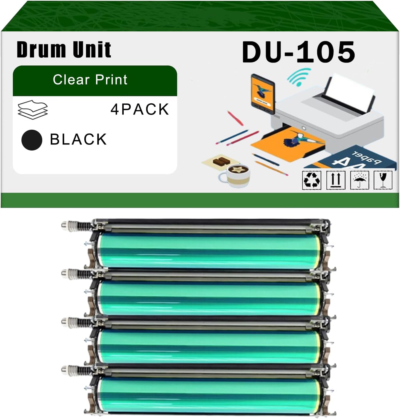 AGNNQ Compatible for Konica Minolta DU105 Drum Unit AccurioPress C3080 C3080P C83hc Printer, High Yield 510000 Pages Bright Clear Colors (4 Pack Black)