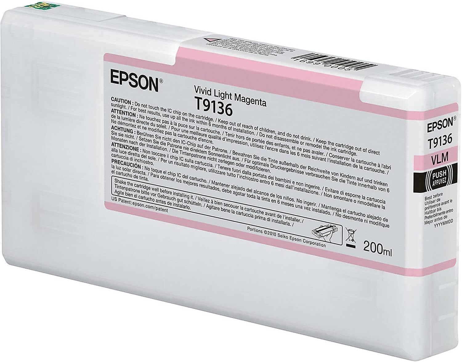 Epson ALY74632U20N Ultrachrome HD 200ml Vivid Light Magenta Pigment Ink Cartridge for SureColor P5070 17