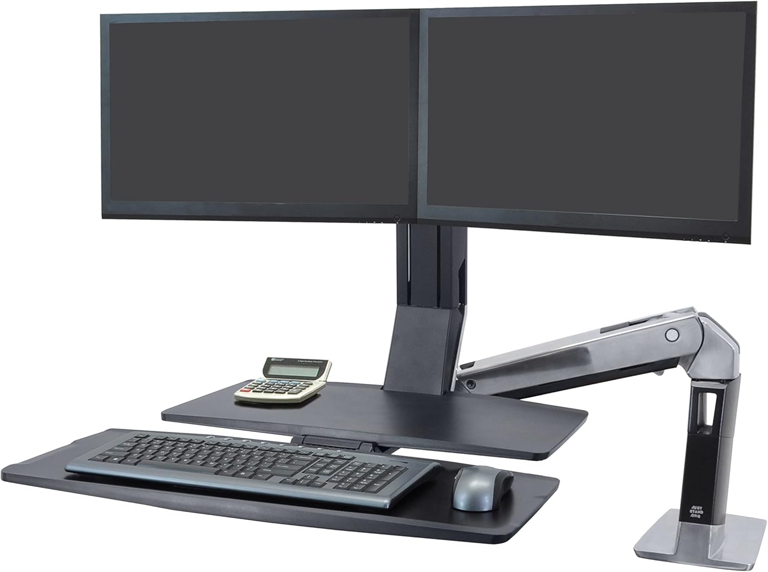 Ergotron – WorkFit-A Dual Monitor Standing Desk Converter, Sit Stand Workstation for Tabletops – Level Keyboard Tray