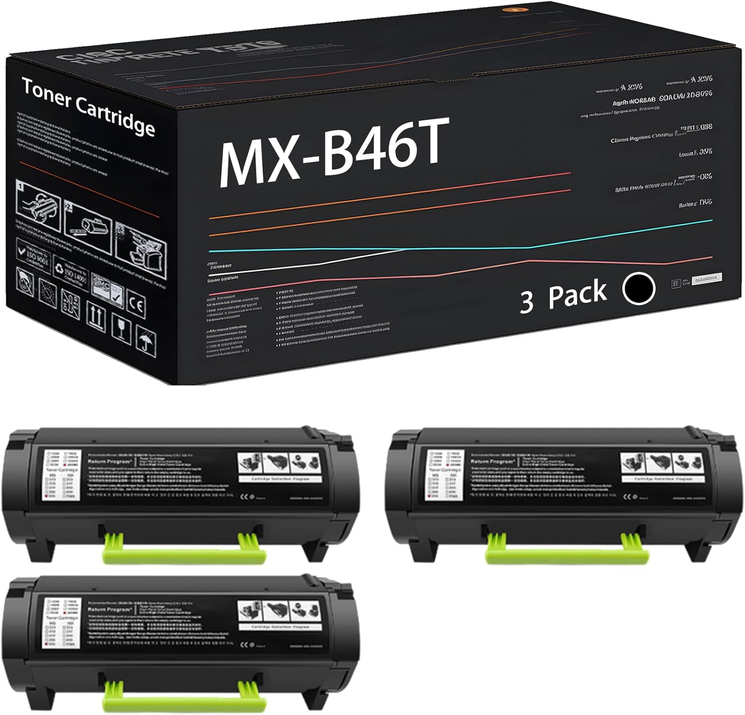 UVUMB Compatible with Sharp MX-B46T Toner Cartridge Work for Sharp MX-B467P MX-B467F Printers, with Chip, High Yield 25000 Pages, High-Definition Printing (3 Pack Black)