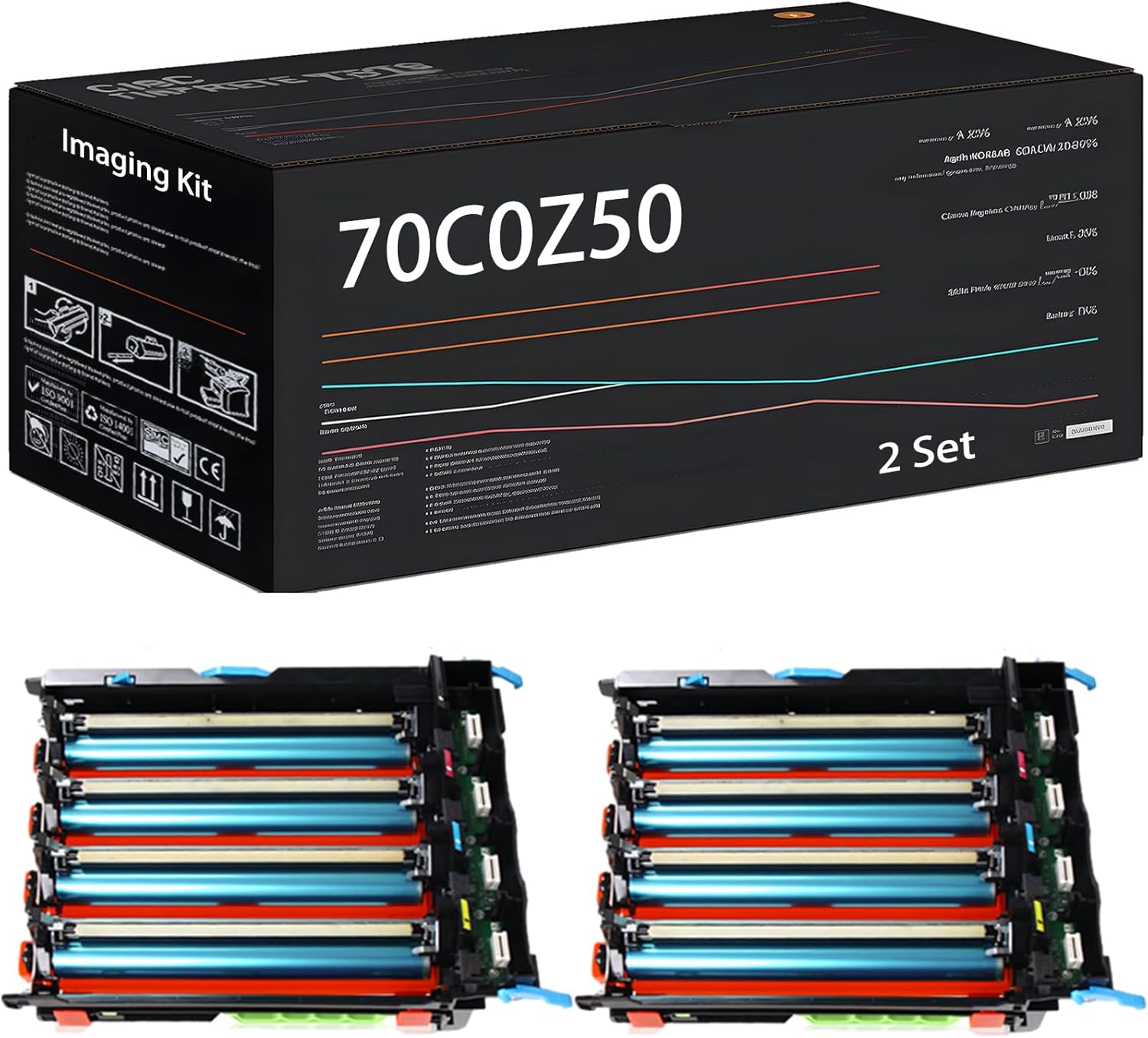 UVUMB 70C0Z50 Imaging Kit Compatible for Lexmark CS310dn CS310n CS410dn CS410dtn CS410n CS417dn Printers, with Chip, High Yield 40000 Pages, High-Definition Printing (2 Set)