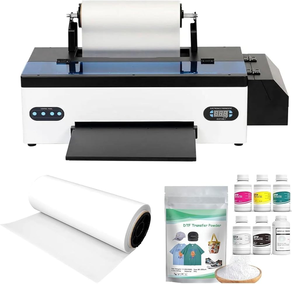 DTF Printer L1800 Printer Machine 13in with Safety Software and Roll Feeder, Advanced Ink System, Direct to Film High-Speed Printing for T-Shirts, Hats, Garments, Hoodies, A3 DTF Bundle for Beignners