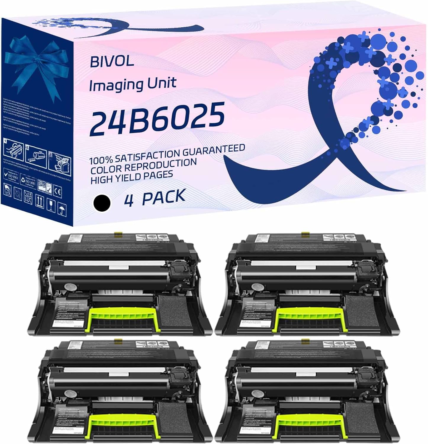 24B6025 Imaging Unit Compatible for Lexmark XM7163 XM7163X XM7170 XM7170X XM7263 XM7270 Printers, High Yield 110000 Pages (4 Pack Black)