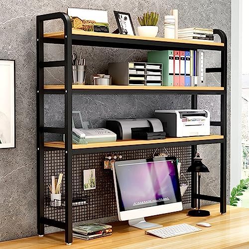 Desktop Bookshelf Desktop Bookshelf - Desktop Countertop Bookshelf, 3 Tier Desktop Bookcase for Computer Desk, Multipurpose Countertop Hutch Bookshelf, Solid Wood and Metal Storage Display Shelf