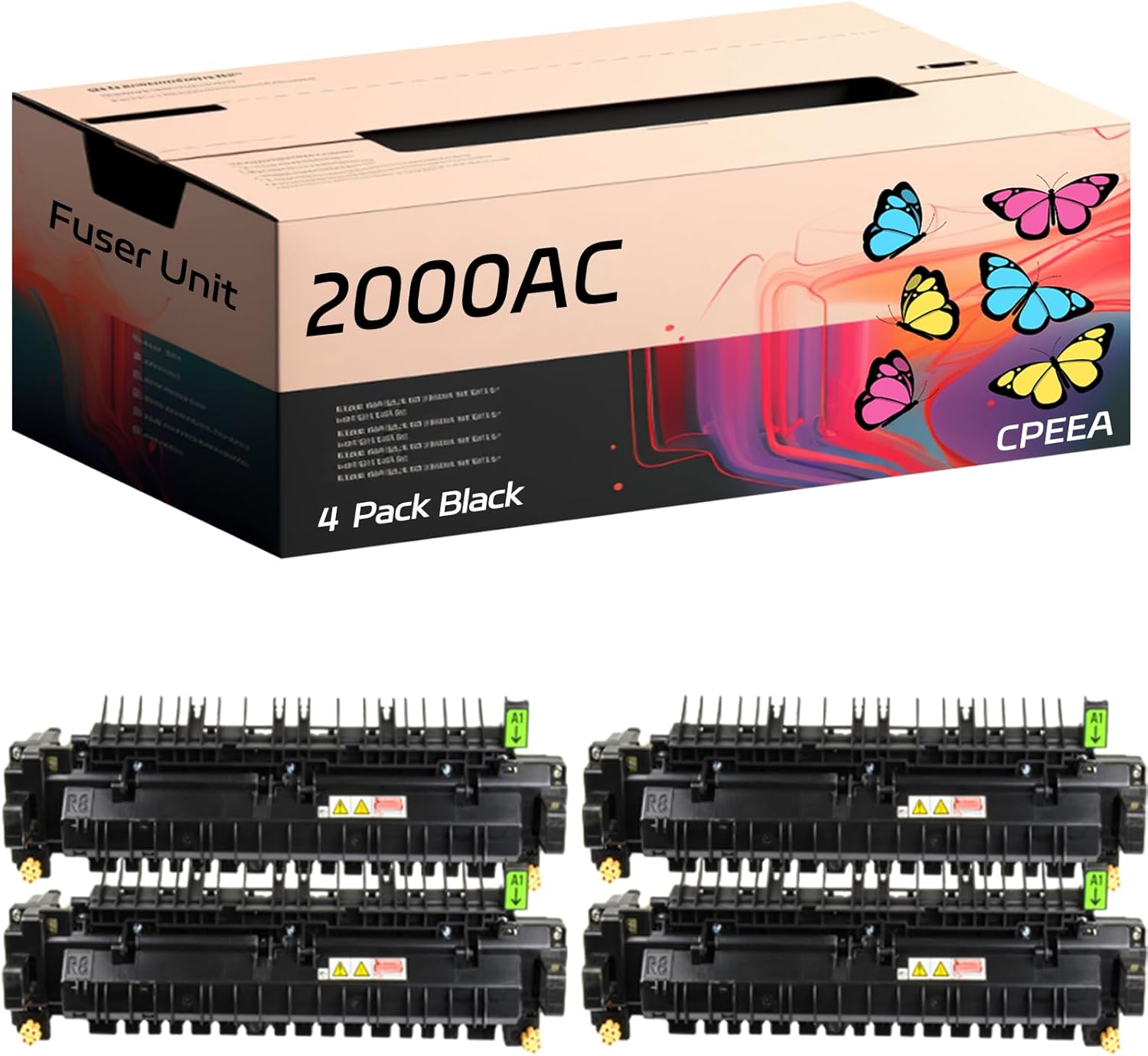 Compatible for Toshiba 2000AC (110V) Fuser Unit Work for Toshiba E Studio 2000AC 2500AC Printers, with Chip, High Yield 168000 Pages, Clear Printing (4 Pack Black)