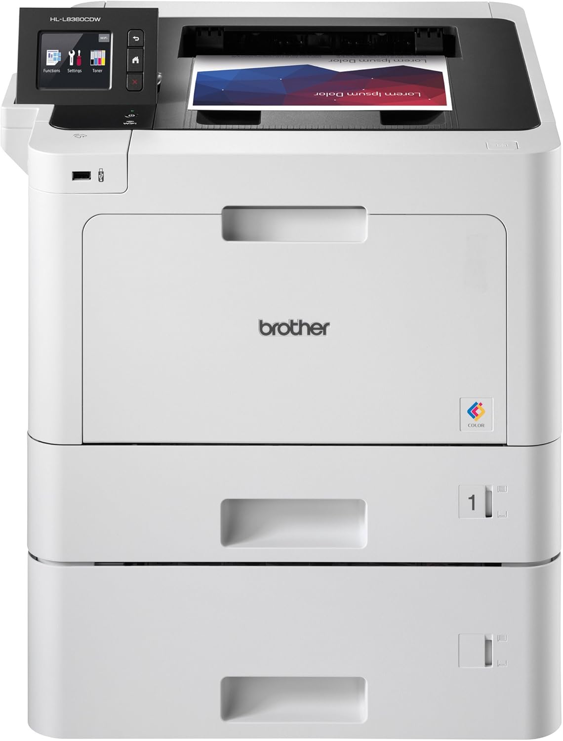 Brother Printer HLL8360CDWT Business Color Laser Printer with Duplex Printing, Wireless Networking and Dual Trays, White