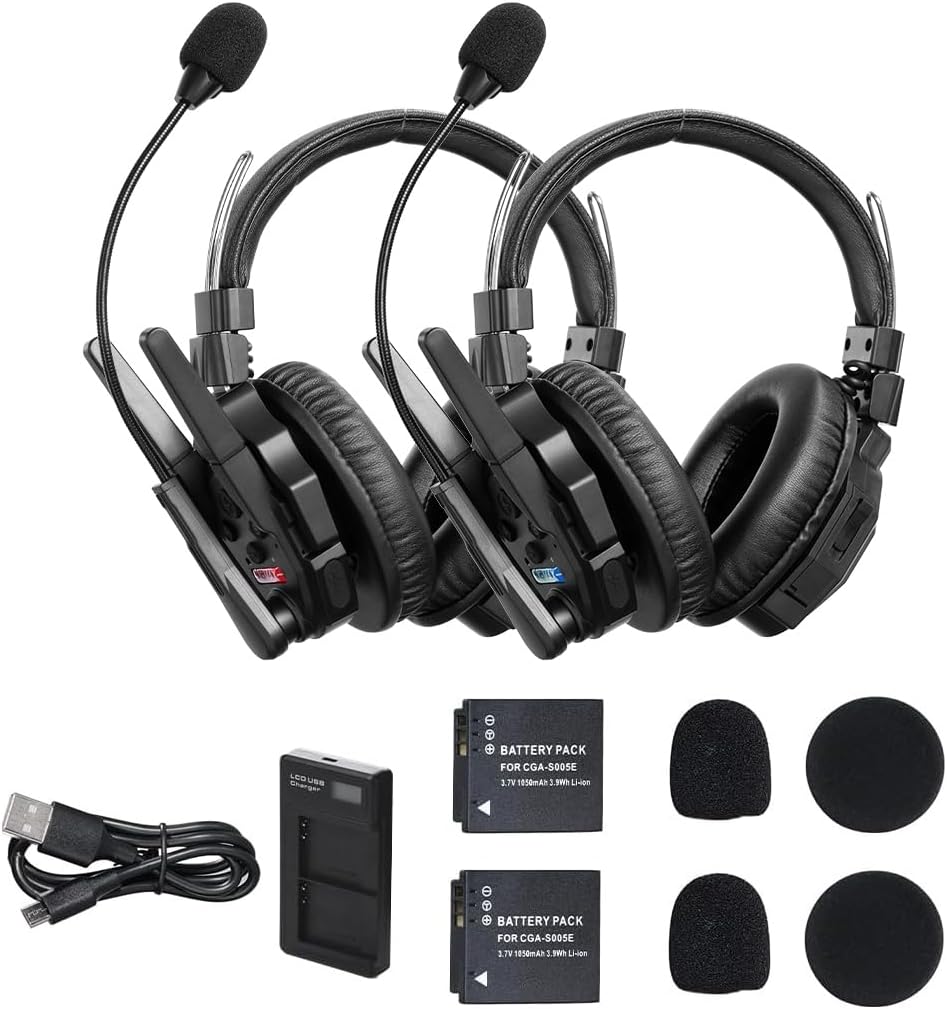 SYNCO XTalk XMax2 Wireless Intercom Headset System with Dual-Ear Design Telephone Headsets Communication System Random Master Device,2.4GHz Full Duplex 500 M/1640 FT Real-time Monitoring