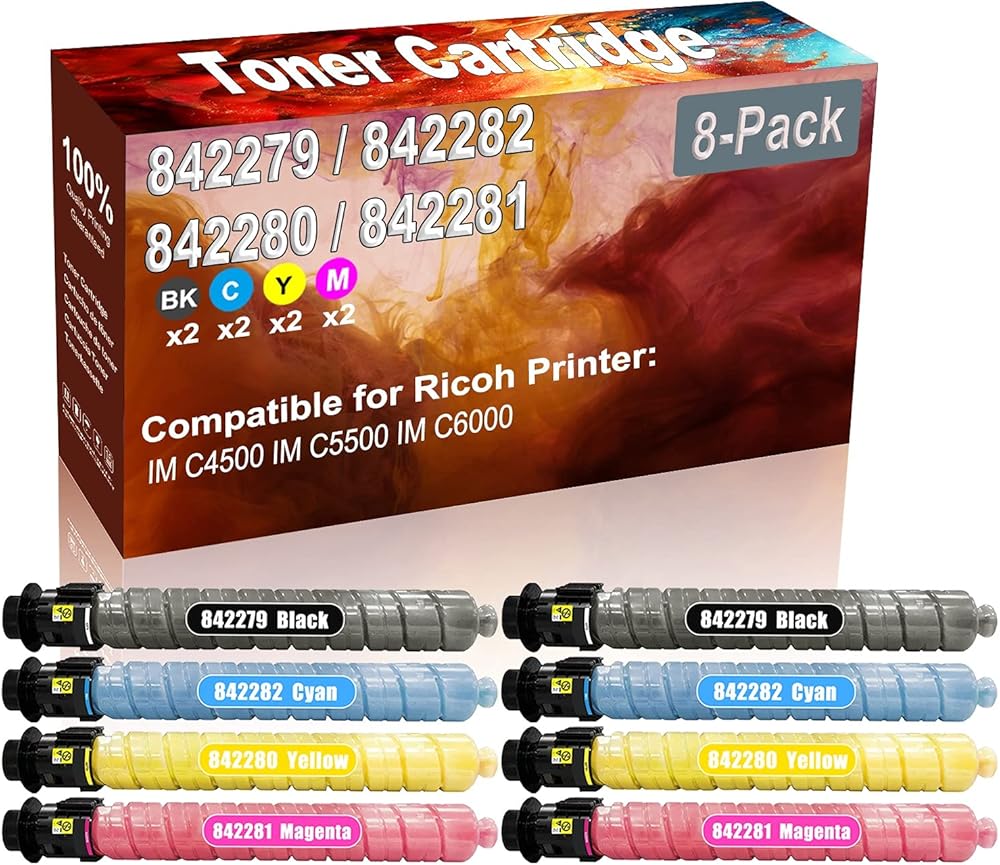 Credibility Store 8-Pack (2BK+2C+2Y+2M) Compatible High Yield 842279 842282 842280 842281 Printer Toner Cartridge use for Ricoh IM C4500 IM C5500 IM C6000 Printers
