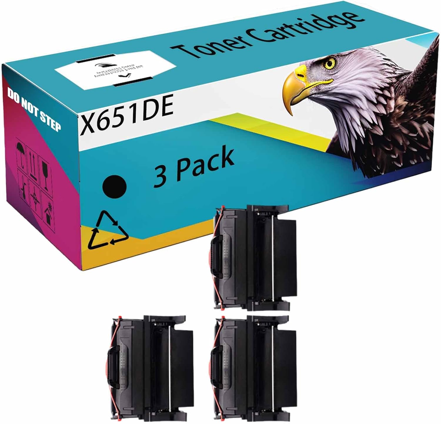 Compatible for Lexmark X651DE X651A11E Toner Cartridge X651A11E X651DE X652DE X654DE X656DE MFP X656DTE X658DFE X658DME X658DTFE X658DTME Printer, High Yield 36000 Pages, Clear Printing (Black*3)